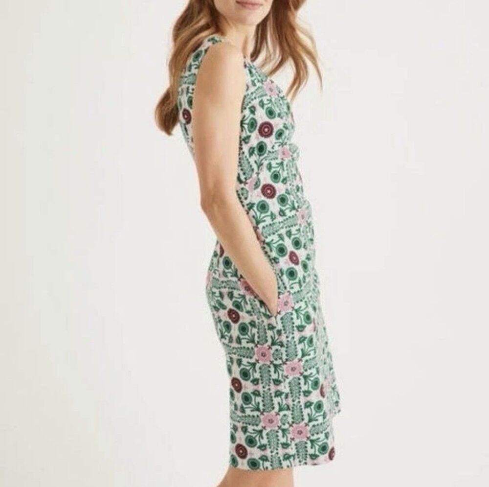 New Boden Women's Tatiana Textured Dress IvoryTrellis Tile Size 8L, UK 12L - Picture 2 of 10